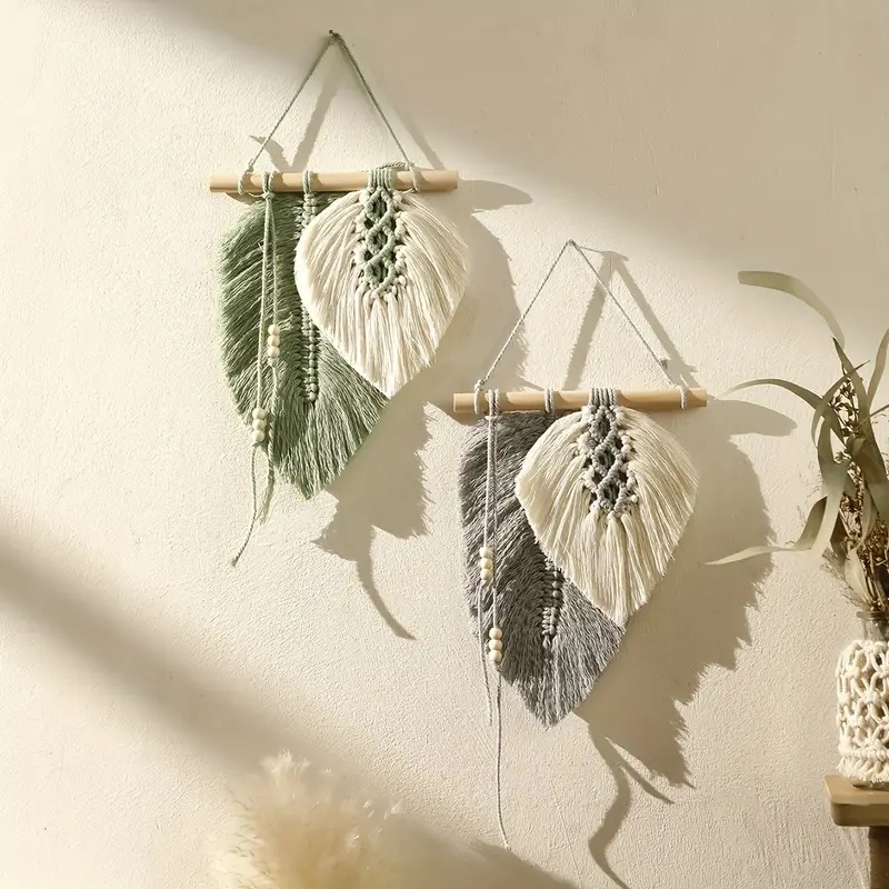 Home Textiles Discount - Handmade Macrame Leaf Wall Hanging, Boho