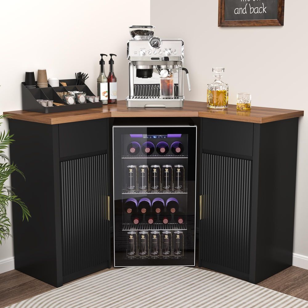 Corner Bar Cabinet with Fridge - Home & Hotel Textiles Private Limited recensione e prezzo