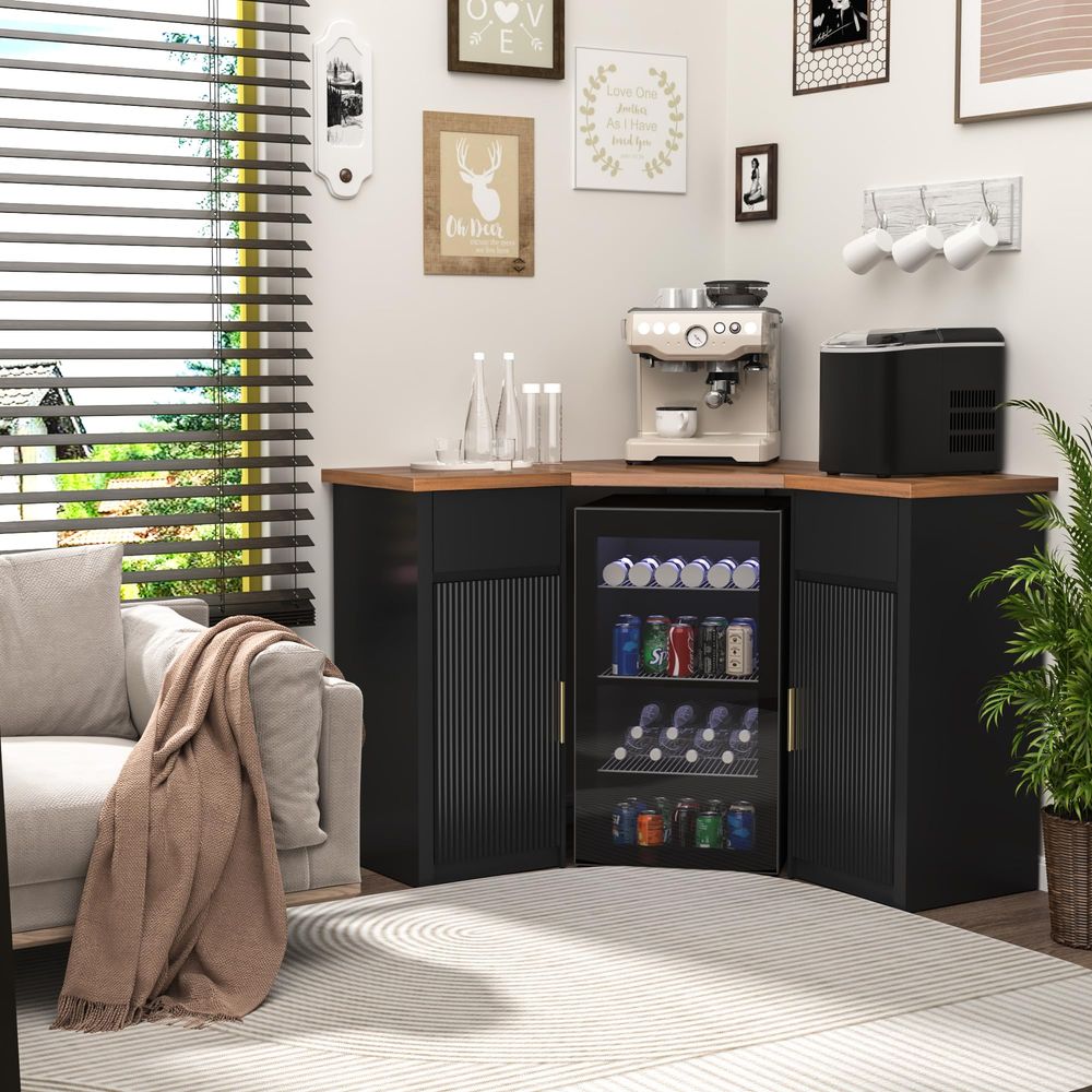 Corner Bar Cabinet with Fridge - Home & Hotel Textiles Private Limited recensione e prezzo