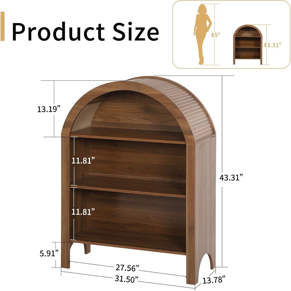 Walnut 3-Shelf Arched Bookcase - Home & Hotel Textiles Private Limited recensione e prezzo