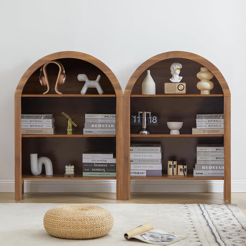 Walnut 3-Shelf Arched Bookcase - Home & Hotel Textiles Private Limited recensione e prezzo