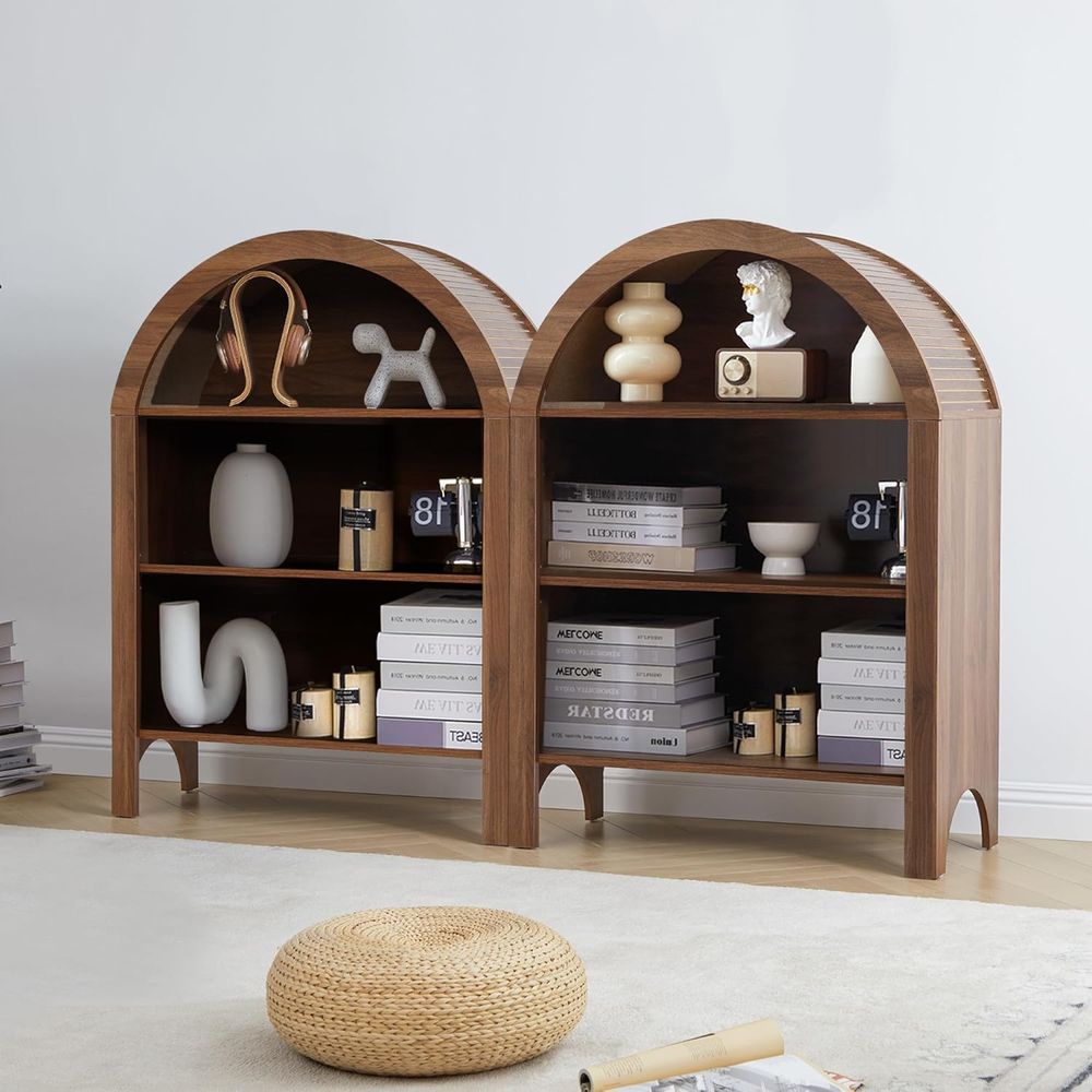 Walnut 3-Shelf Arched Bookcase - Home & Hotel Textiles Private Limited recensione e prezzo