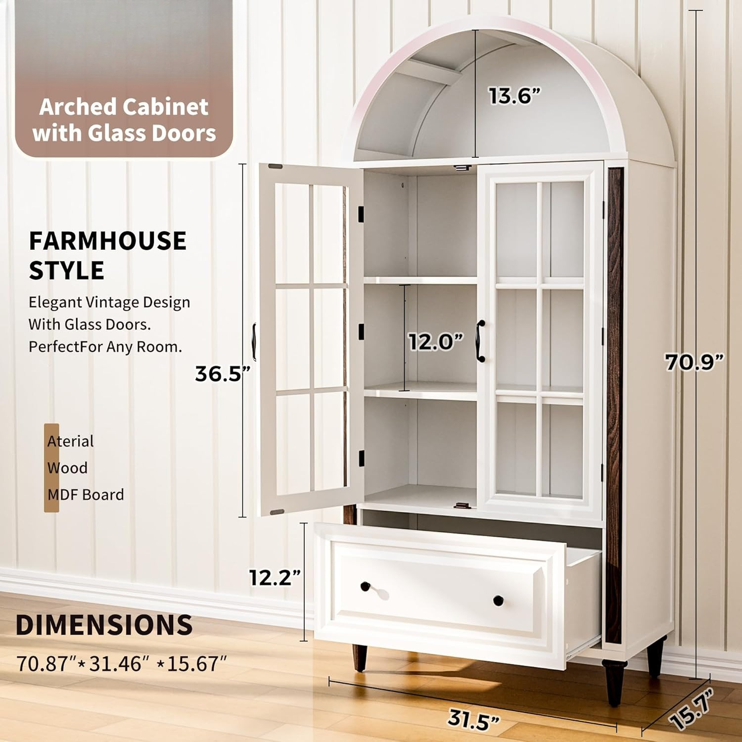 71” Handcrafted Arched Bookcas - Home & Hotel Textiles Private Limited recensione e prezzo