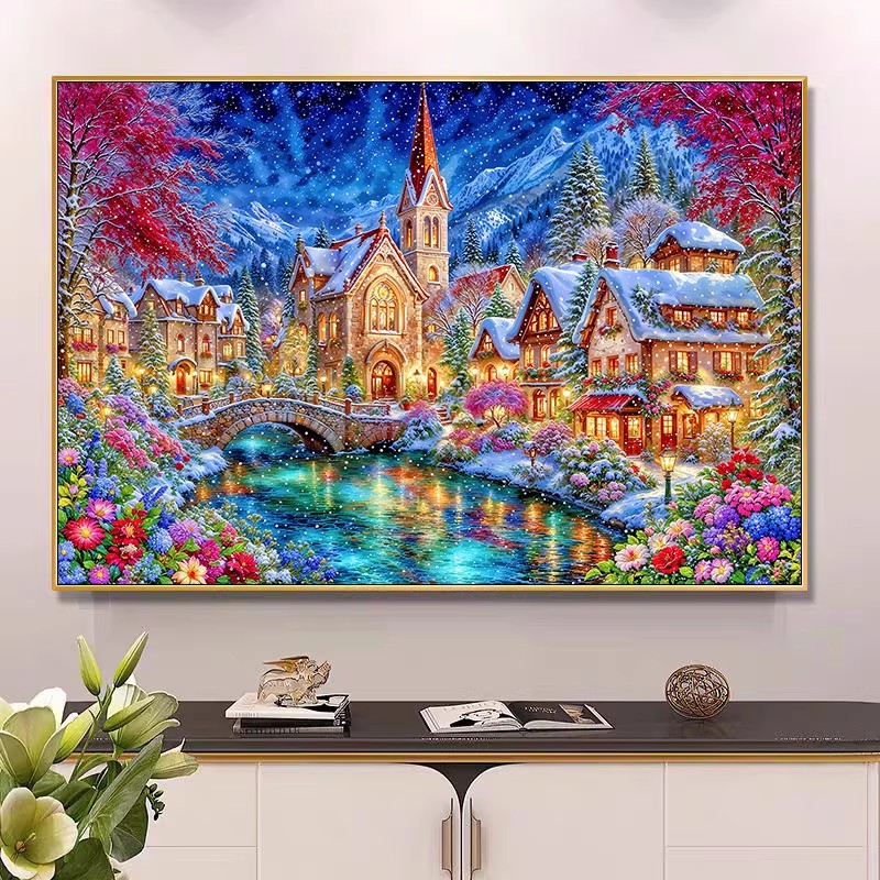 9ct 100x75cm Winter Church Emb - Home Textiles Discount recensione e prezzo