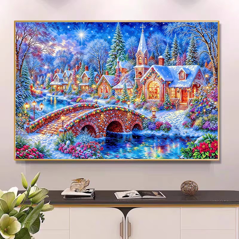 9ct 100x75cm Winter Church Emb - Home Textiles Discount recensione e prezzo